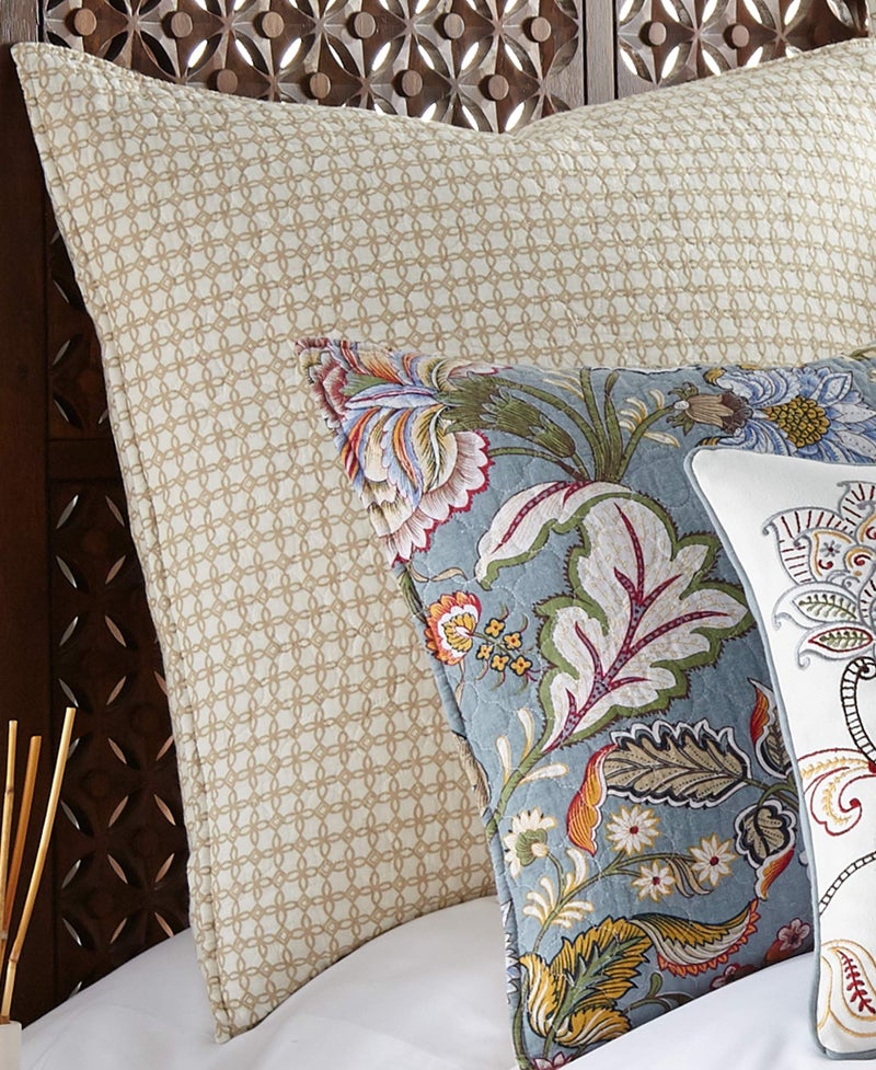 Levtex Home - Angelica - Euro Sham Set of Two - (26x26in.), No Insert -Sophisticated Lattice Pattern - Taupe - Image 2